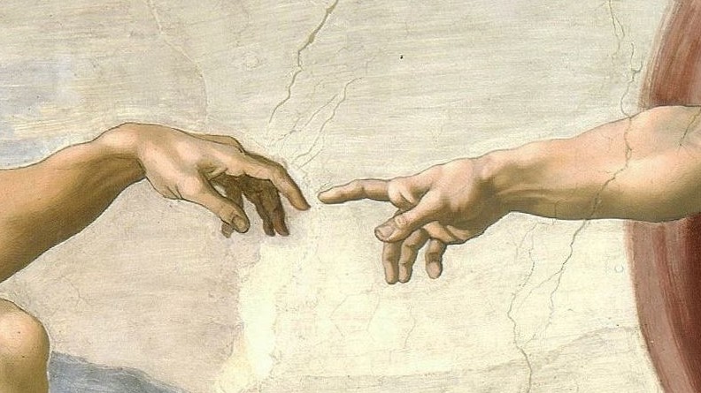 Michelangelo, Creation of Adam. Sistine Chapel, Vatican. - hands detail